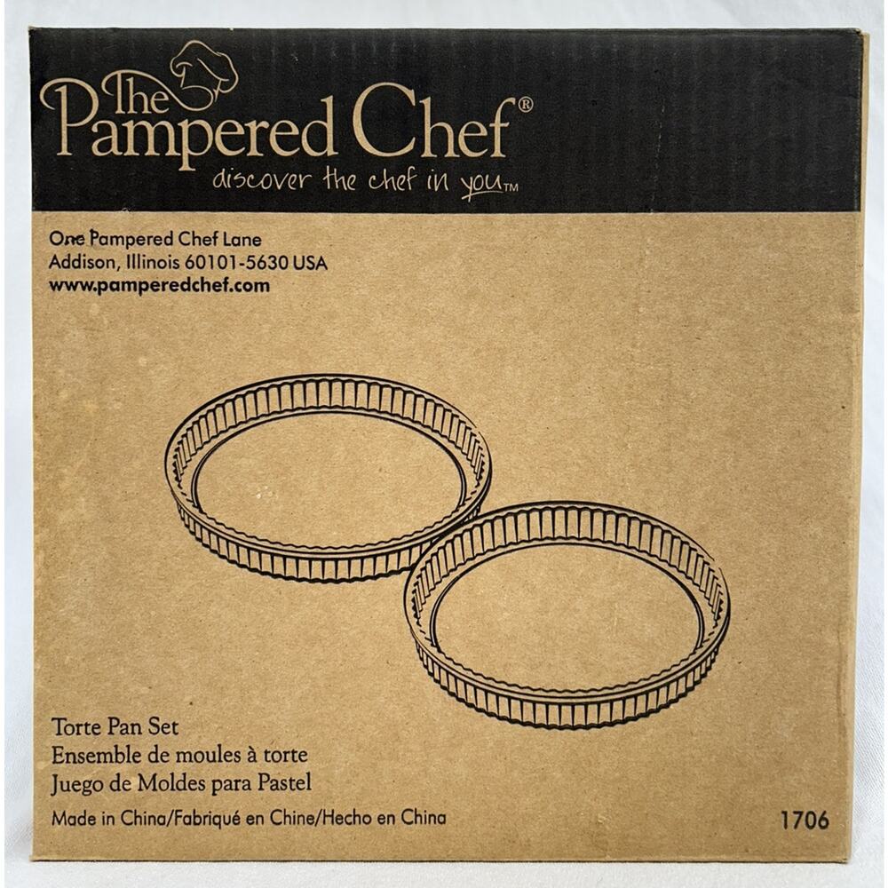 Pampered Chef Torte Pan Set Round with Fluted sides #1706 New In Box